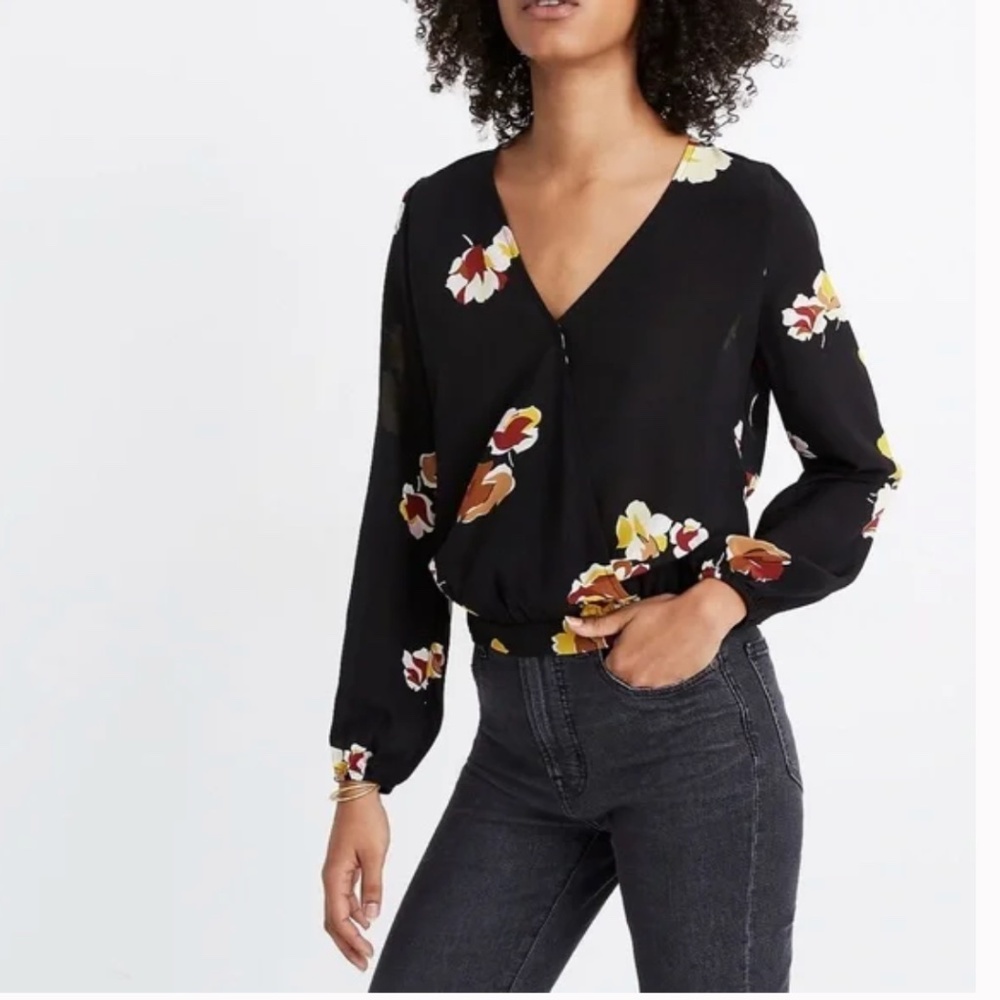 Madewell Silk Wrap Top in Gallery Floral- Small